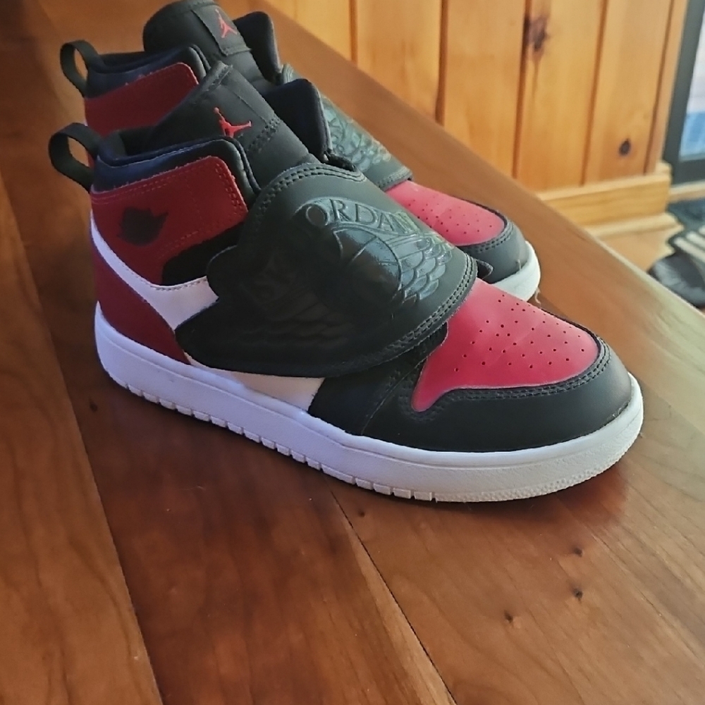Jordan Kids Red and Black High-Top Sneakers Worn Only 1 Time!